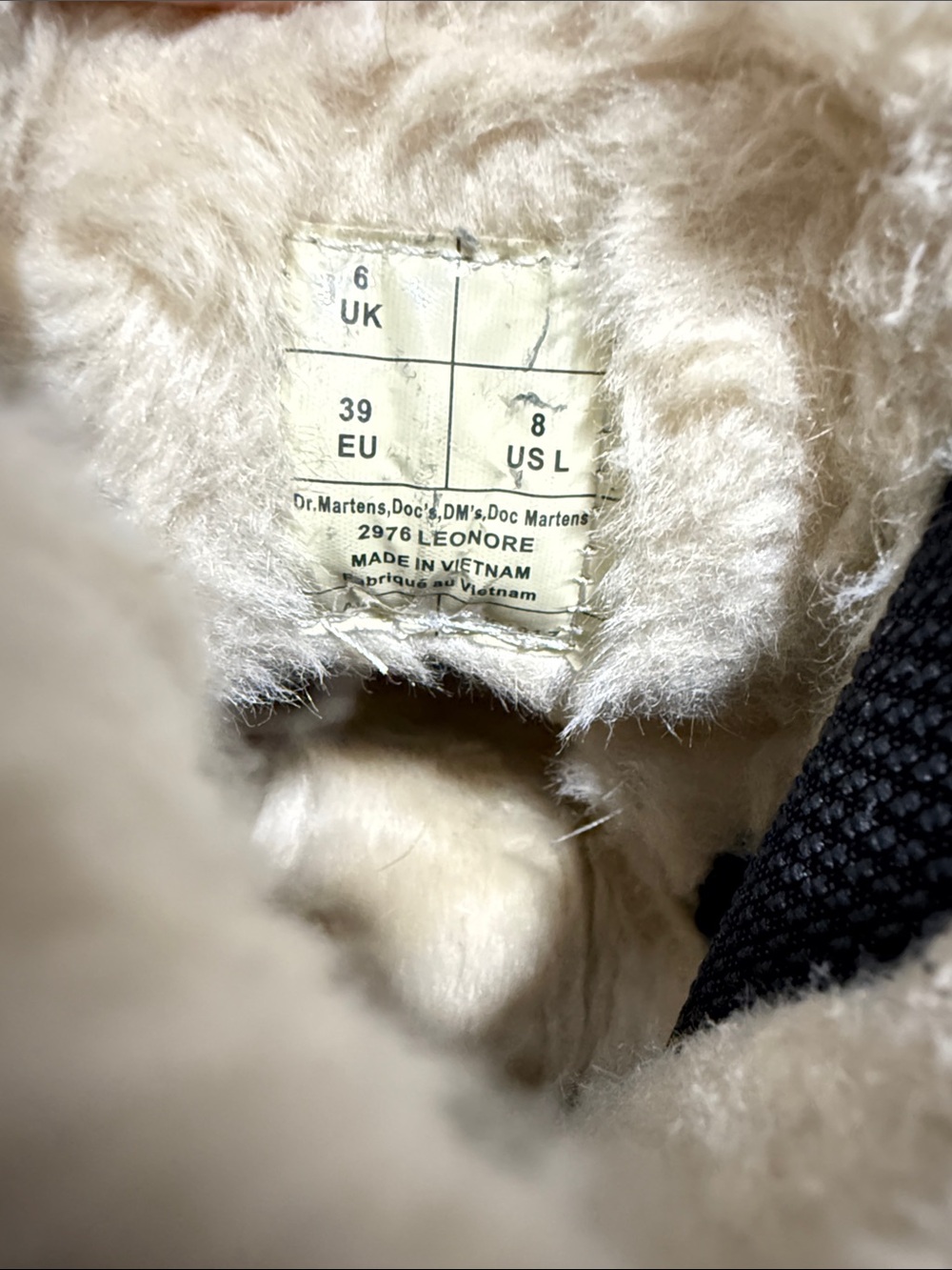 Dr. Martens Black Leather Chelsea Boots with Cream Faux Fur Trim - Picture 7 of 8